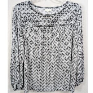 MAX STUDIO Black White Geometric Print Long Sleeve Tunic Top Plus Size 2X